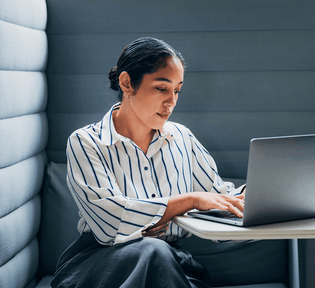 Woman working on laptop